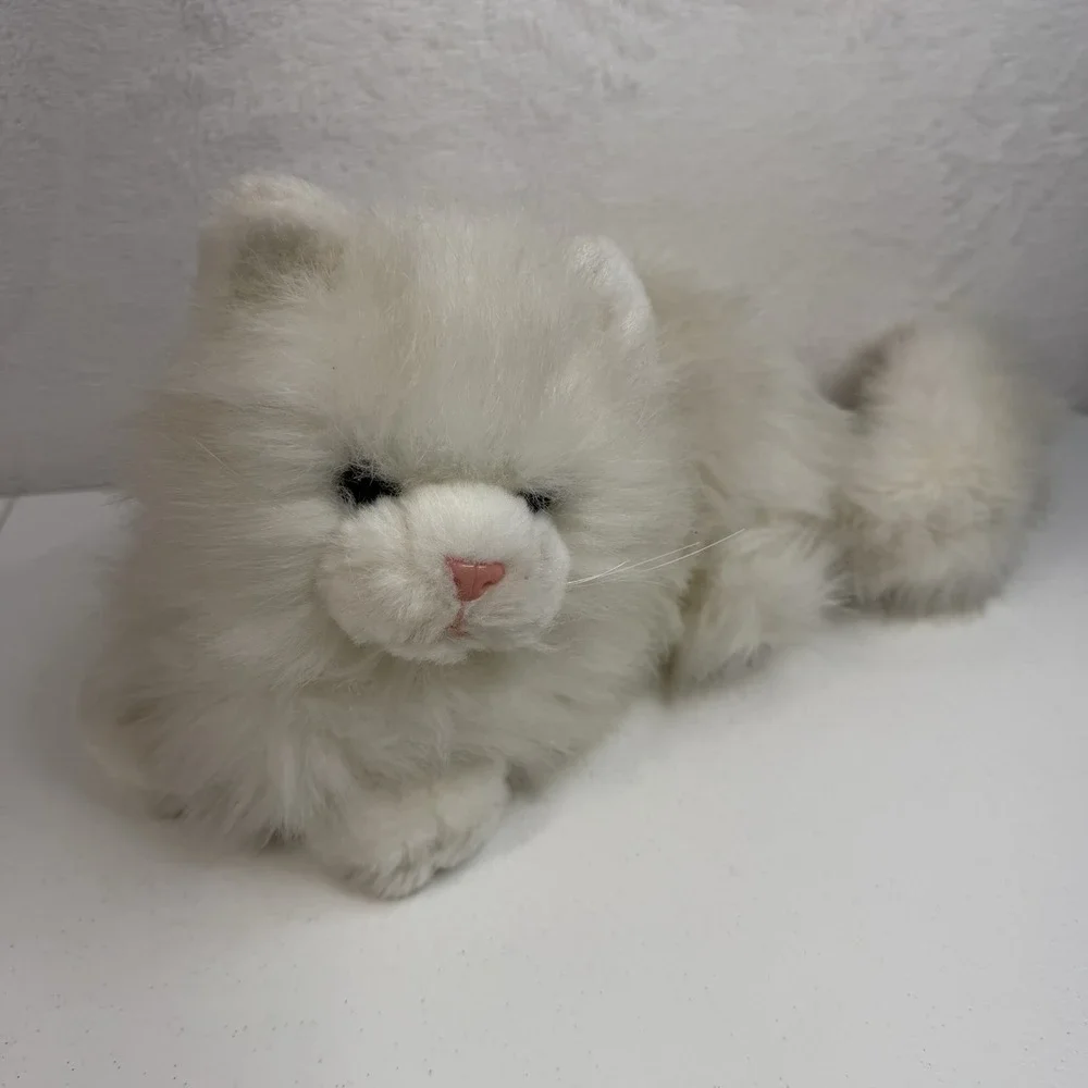 Vtg‎ Persian Green Eye Kitty Cat White Plush Fluffy Stuffed Russ Berrie Nikki